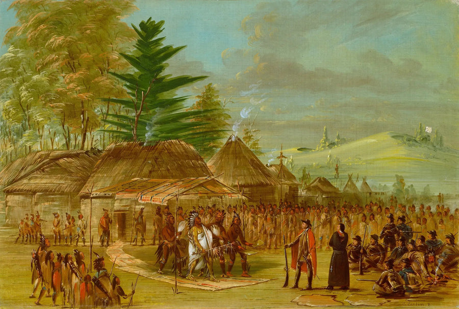 Chef des Indianer Taensa receiving La Salle. 20. März 1682 - George Catlin