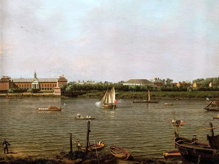 Chelsea College, La Rotonde, Ranelagh House et la Tamise - Canaletto image 1 reproduction de peinture à l’huile