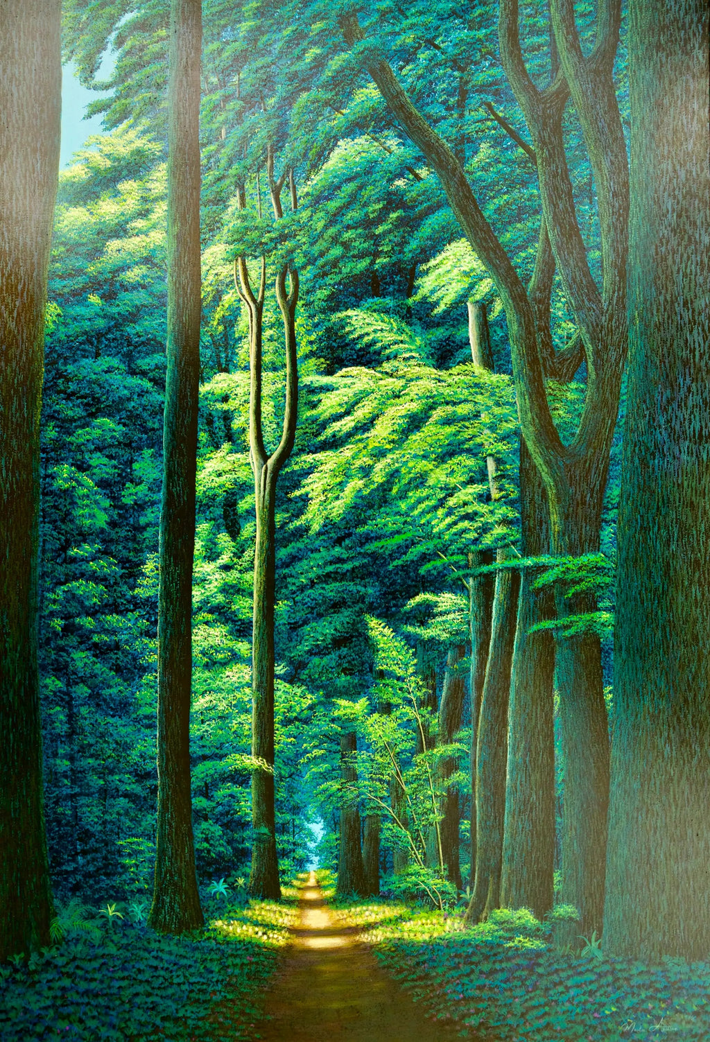Chemin dans la Forêt Verte | 130 x 190 cm image 1 copie peinte à la main à l’huile