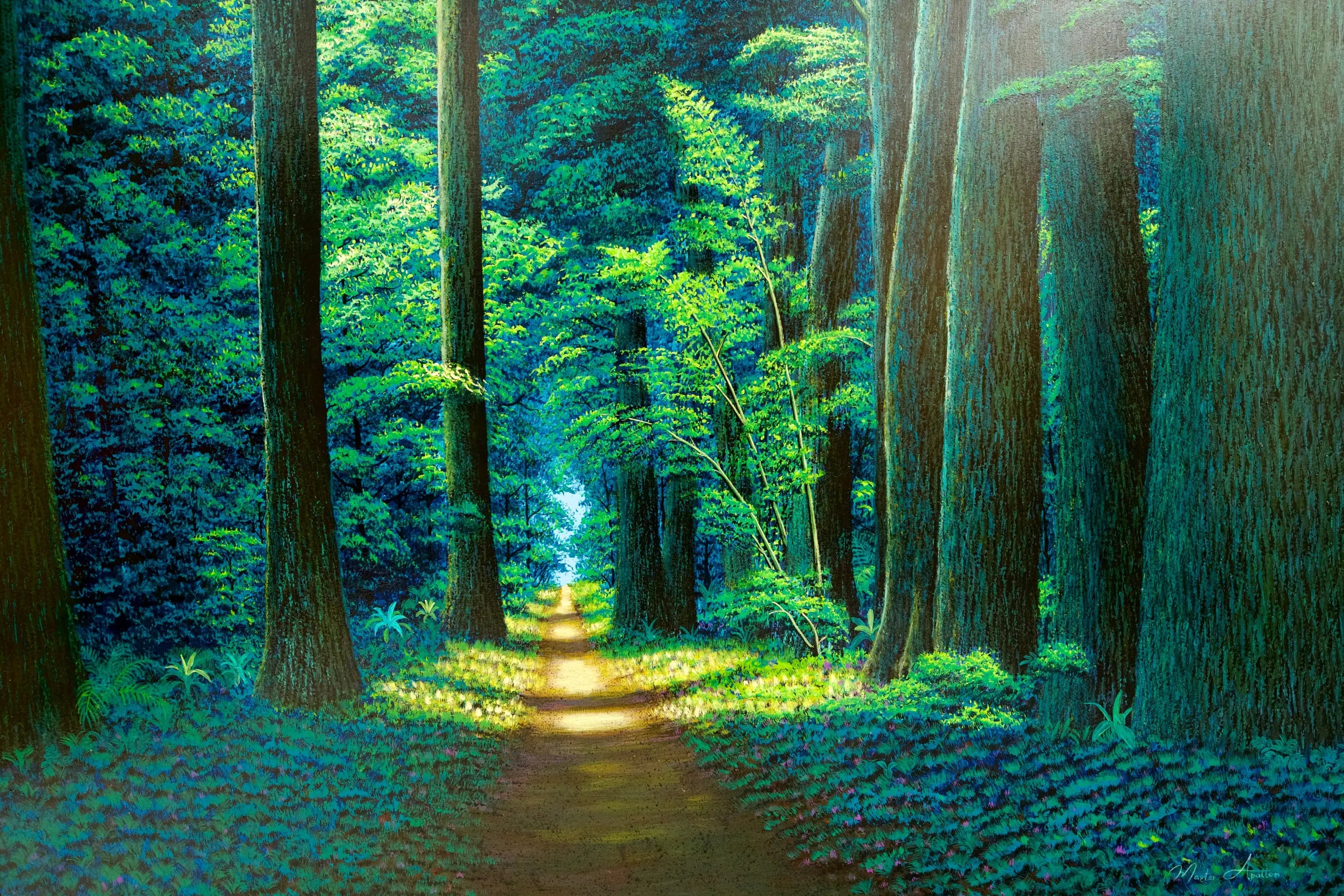 Chemin dans la Forêt Verte | 130 x 190 cm image 14 reproduction artisanale de tableau