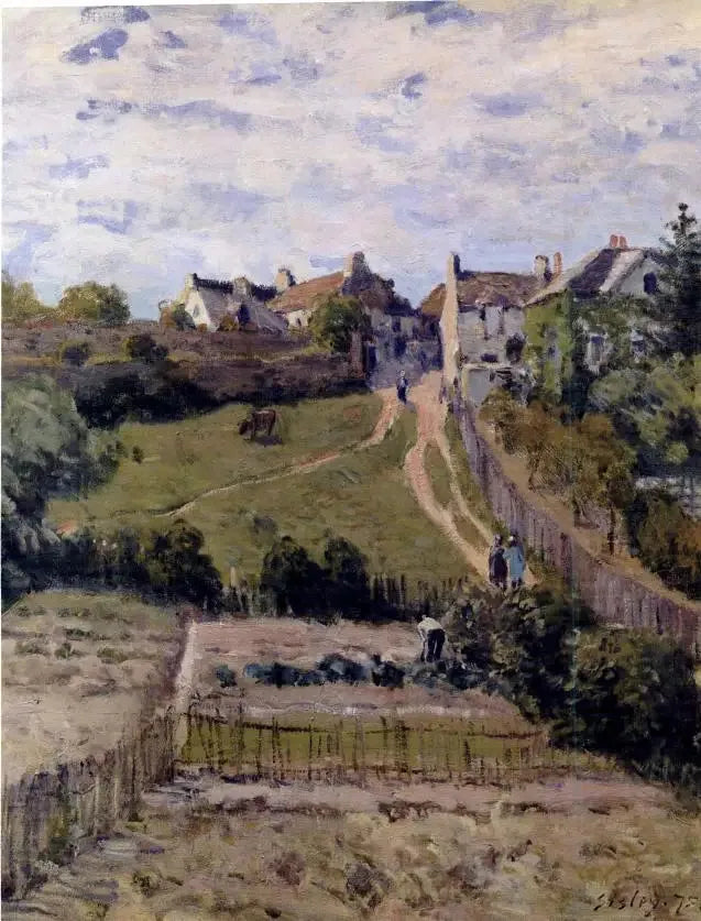 Aufsteigender Weg. Eine Ecke des Dorfes Andrésy - Alfred Sisley