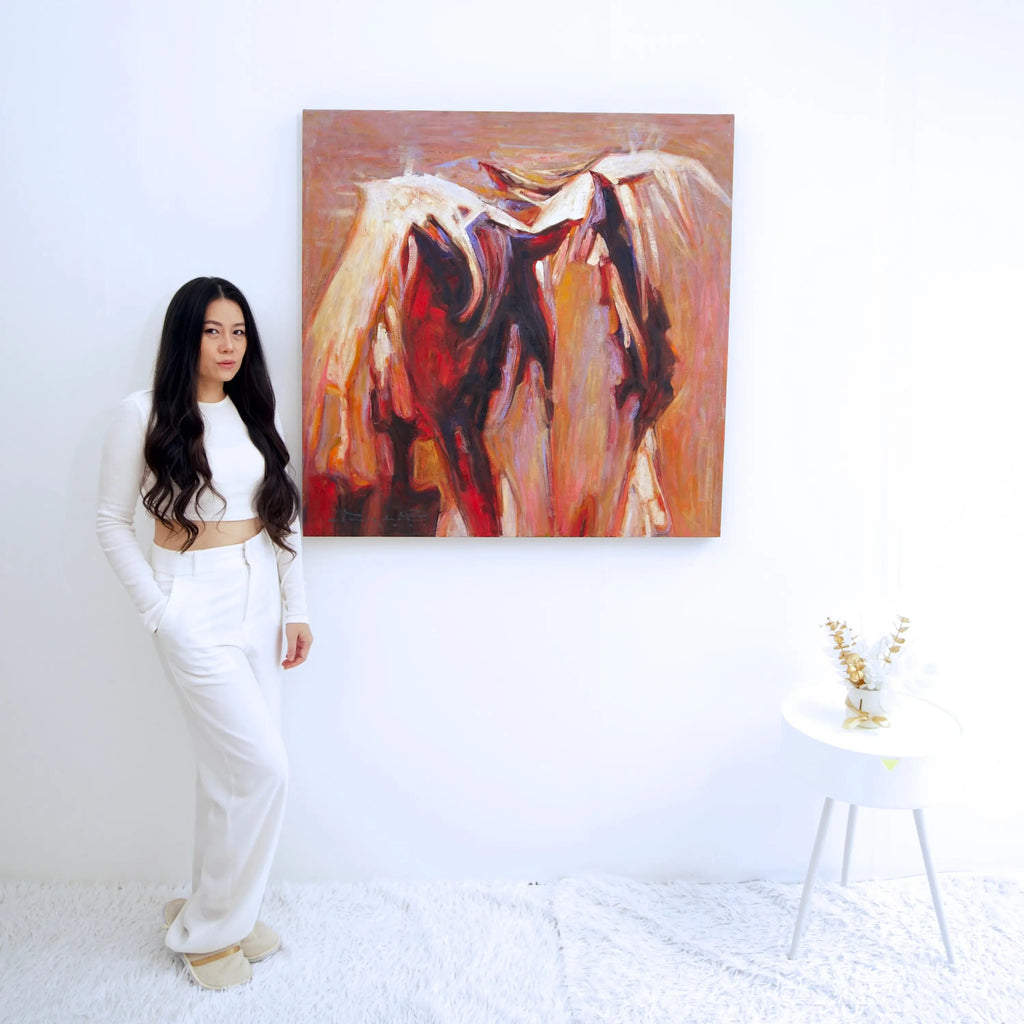 Cheval Abstrait | 100 x 100 cm image 3 reproduction d’œuvre d’art à l’huile
