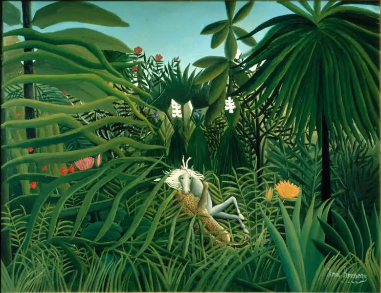 Pferd angegriffen von einem Jaguar - Henri Rousseau