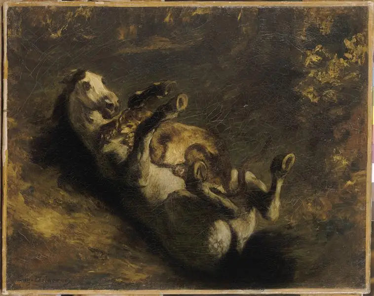 Cheval attaqué par une lionne - Eugène Delacroix image 1 reproduction d’œuvre d’art à l’huile