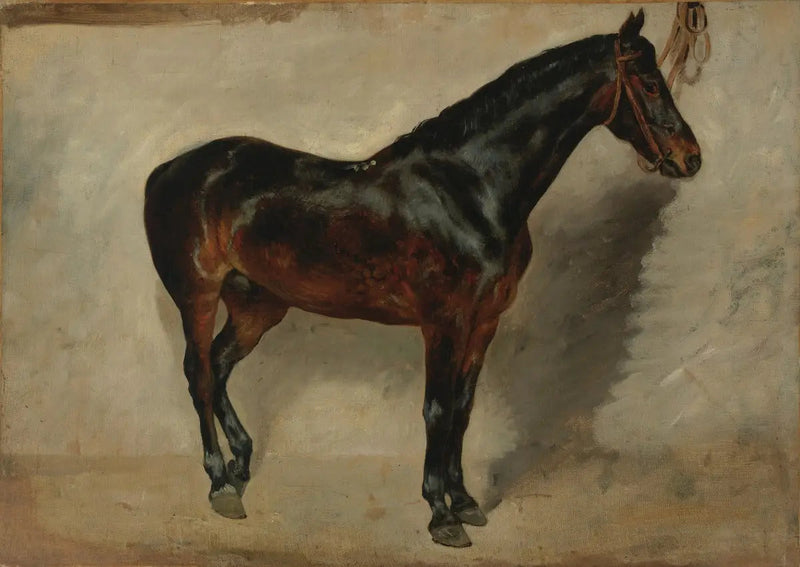 Brauner Pferd am Anbinder - Eugène Delacroix