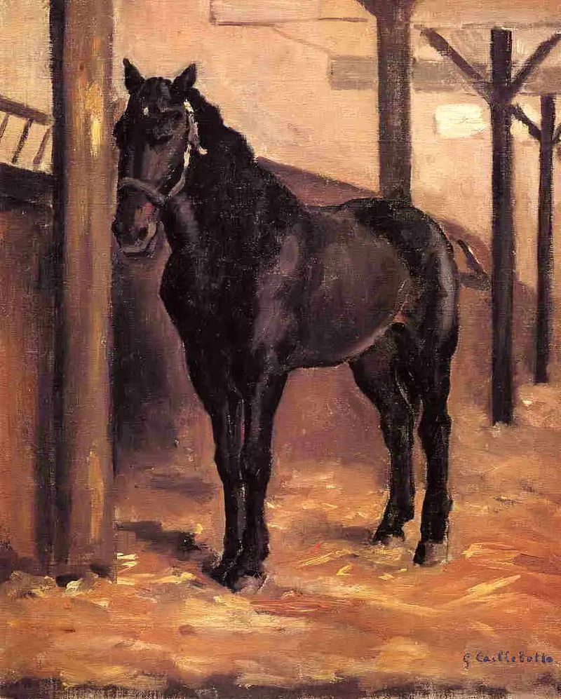 Brauner Fuchs im Stall - Gustave Caillebotte