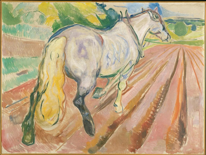 Weißes Pferd von hinten gesehen - Edvard Munch