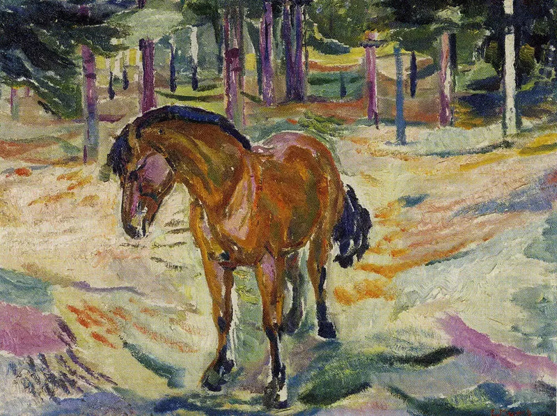 Pferd in einer Landschaft - Edvard Munch