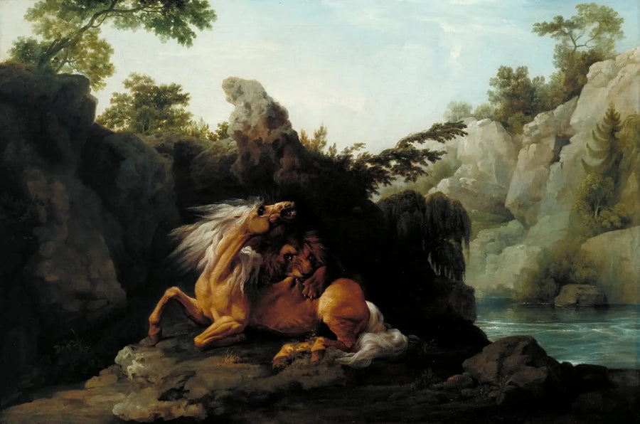 Pferd von einem Löwen verschlungen - George Stubbs