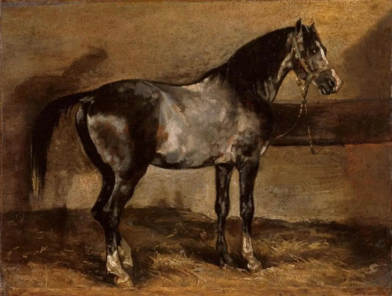 Graues Pferd am Futtertrog - Théodore Géricault