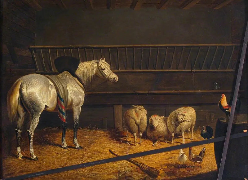Graues Pferd in einer Stallung - John Frederick Herring, Sr.