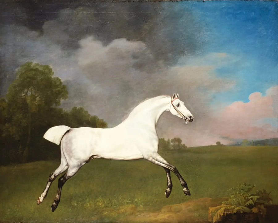 Graulesendes Pferd galoppierend in einem Feld - George Stubbs