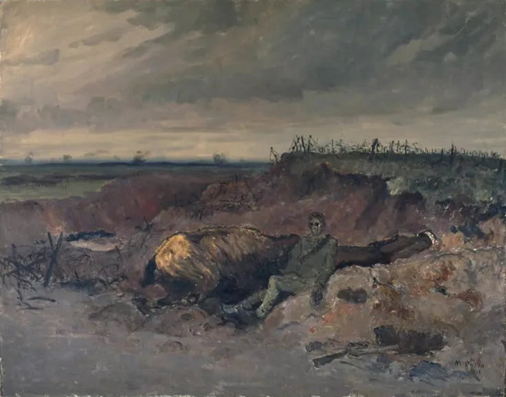 Totes Pferd und Reiter im Schützengraben – Maurice Galbraith Cullen