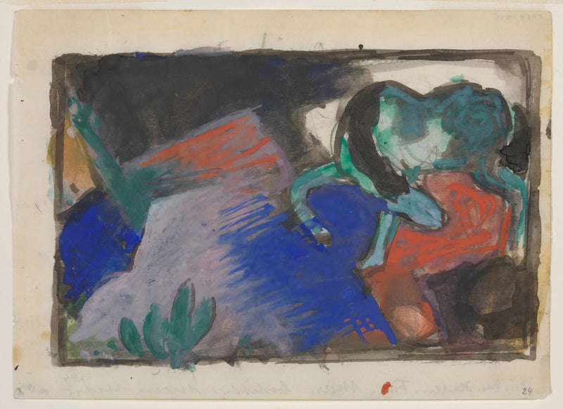 Grünes Pferd in einer Landschaft - Franz Marc