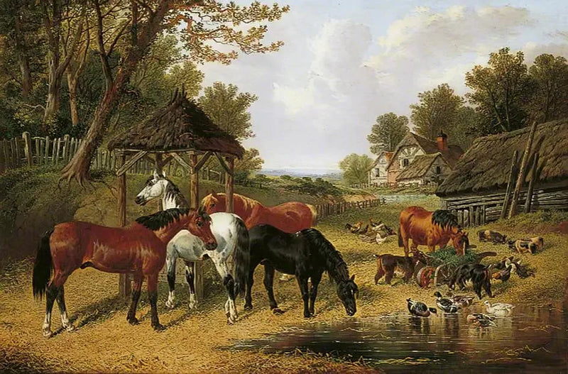 Pferde am Ufer eines Bauernteiches - John Frederick Herring, Sr.