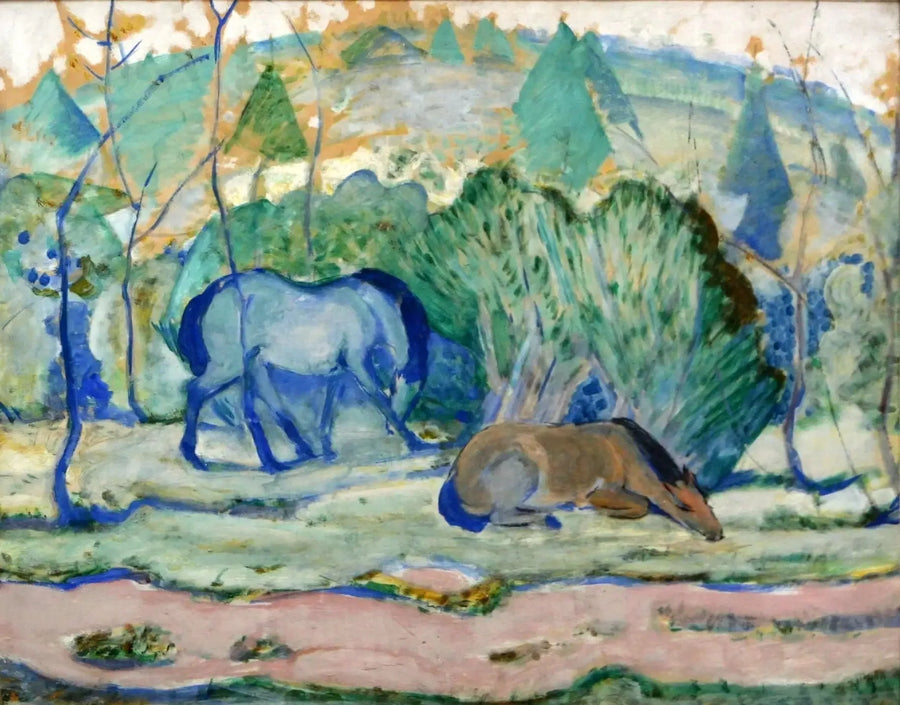Pferde auf der Weide - Franz Marc