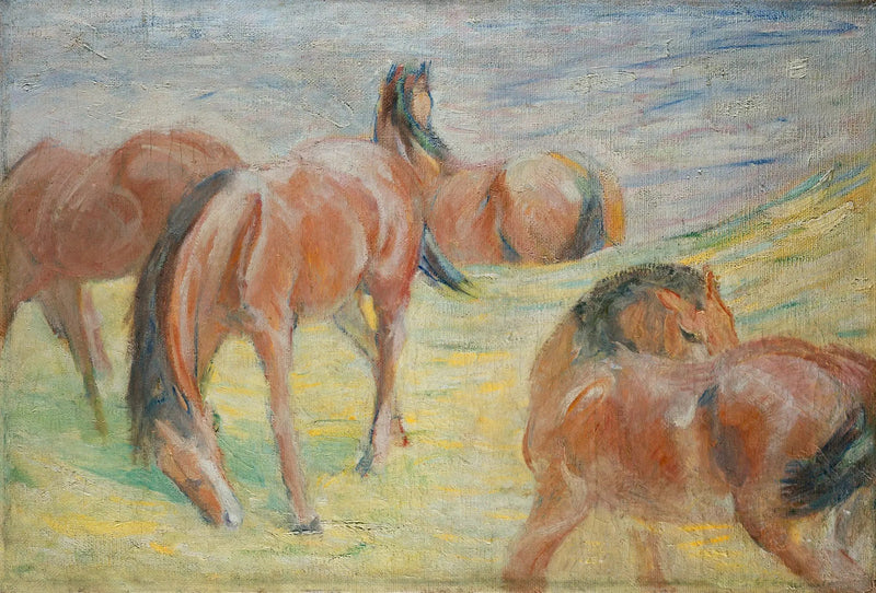 Pferde auf der Weide I - Franz Marc