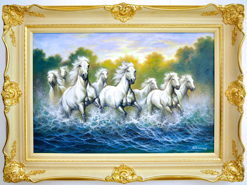 Weiße Pferde und Flüsse  | 90 x 60 cm