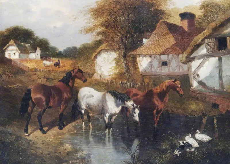 Pferde in einer Ecke eines Bauernhofs - John Frederick Herring, Sr.