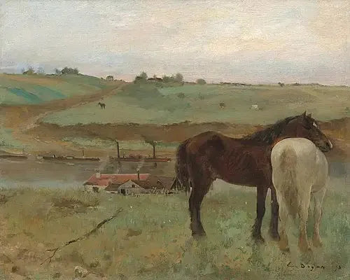 Pferde auf einer Wiese - Edgar Degas