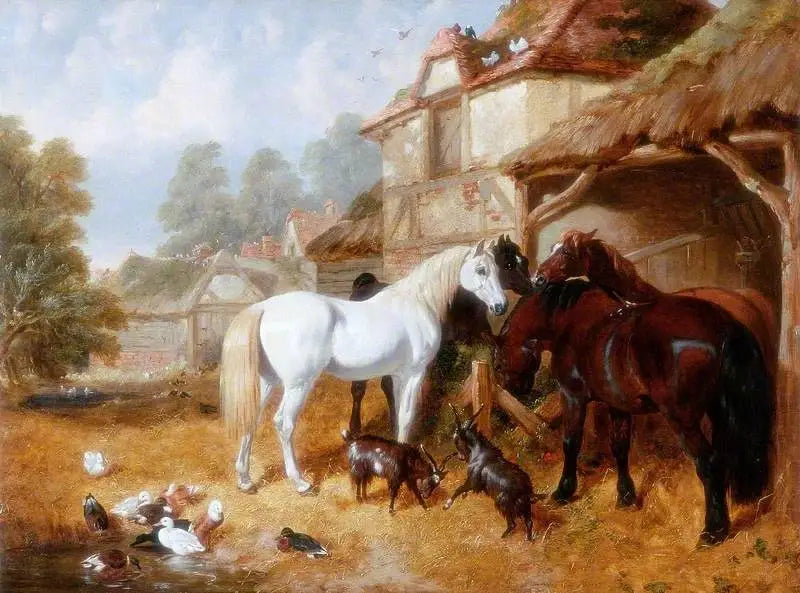 Pferde in einem Bauernhofhof - John Frederick Herring, Sr.