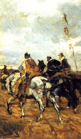 Pferde und Ritter - Giovanni Boldini