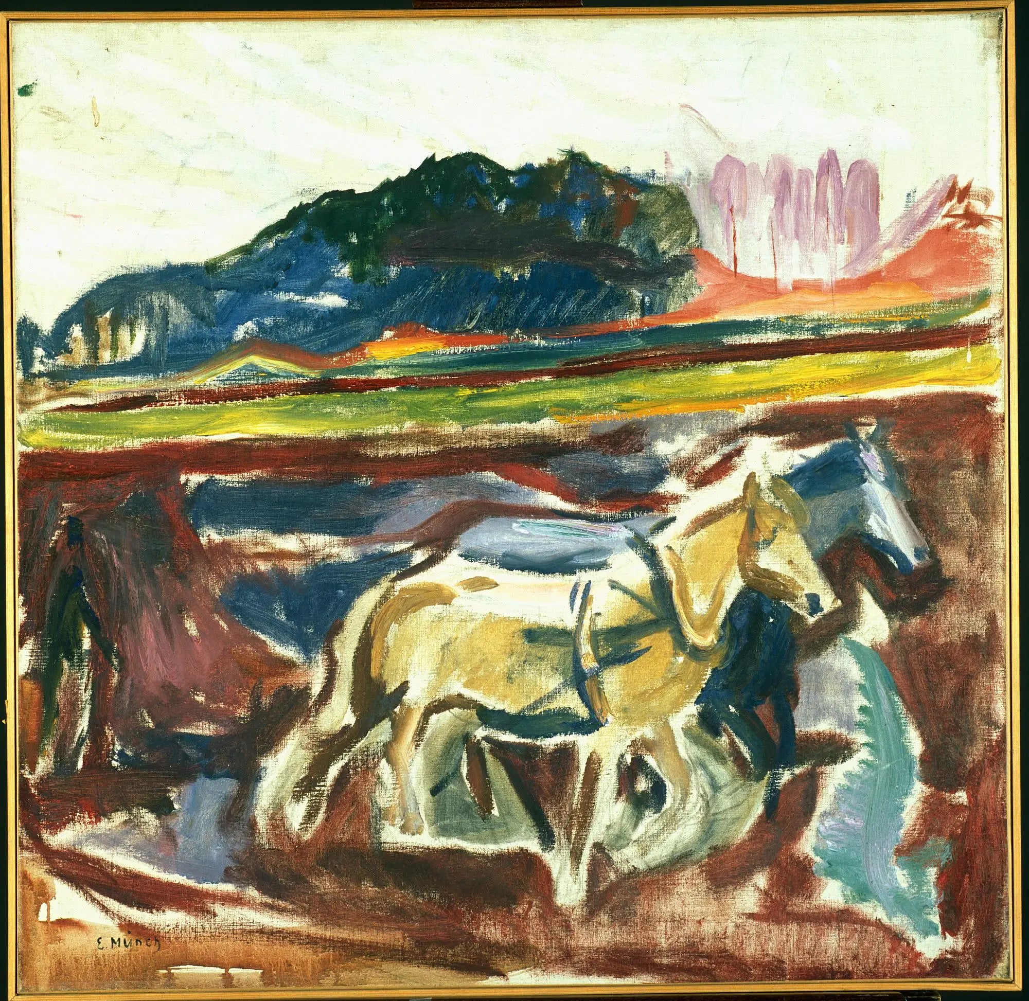 Reproduction du tableau « Chevaux labourants - Edvard Munch » par Alpha Reproduction en peinture à l’huile