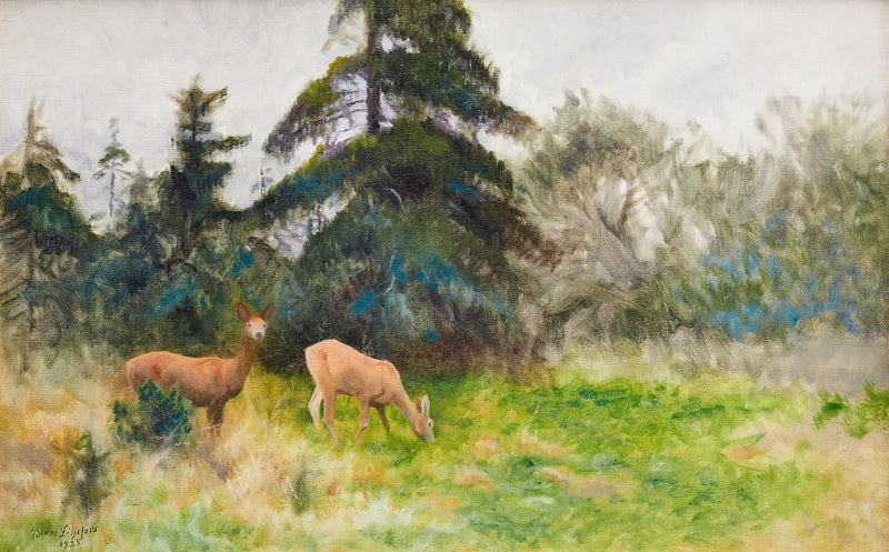 Rehe im sommerlichen Grün - Bruno Liljefors