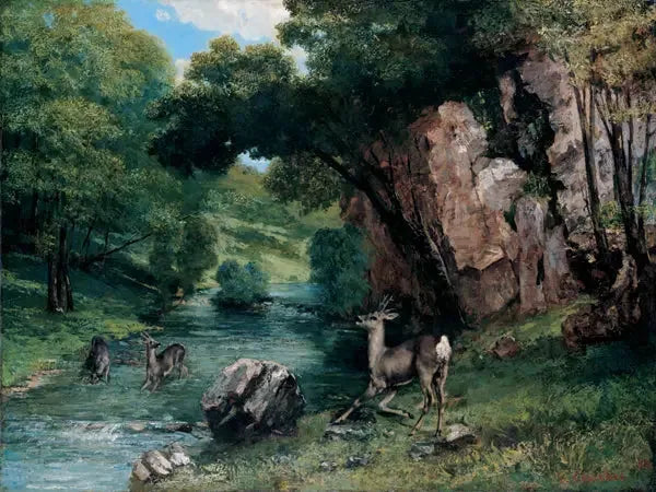 Reh in einem Bach - Gustave Courbet