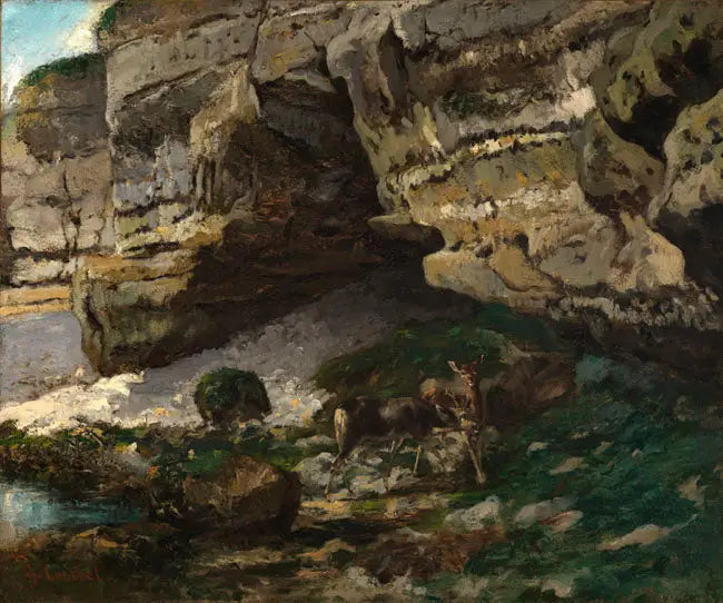 Rehe an der Quelle - Gustave Courbet