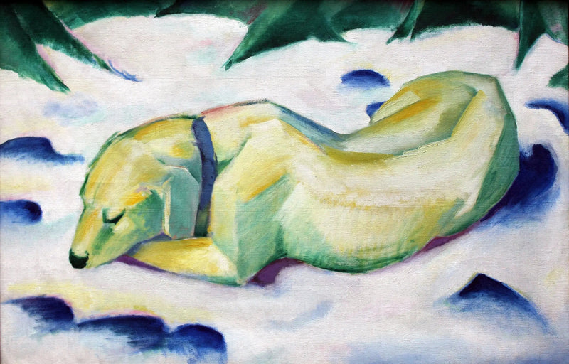 Hund liegt im Schnee - Franz Marc