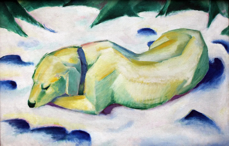 Hund liegt im Schnee - Franz Marc