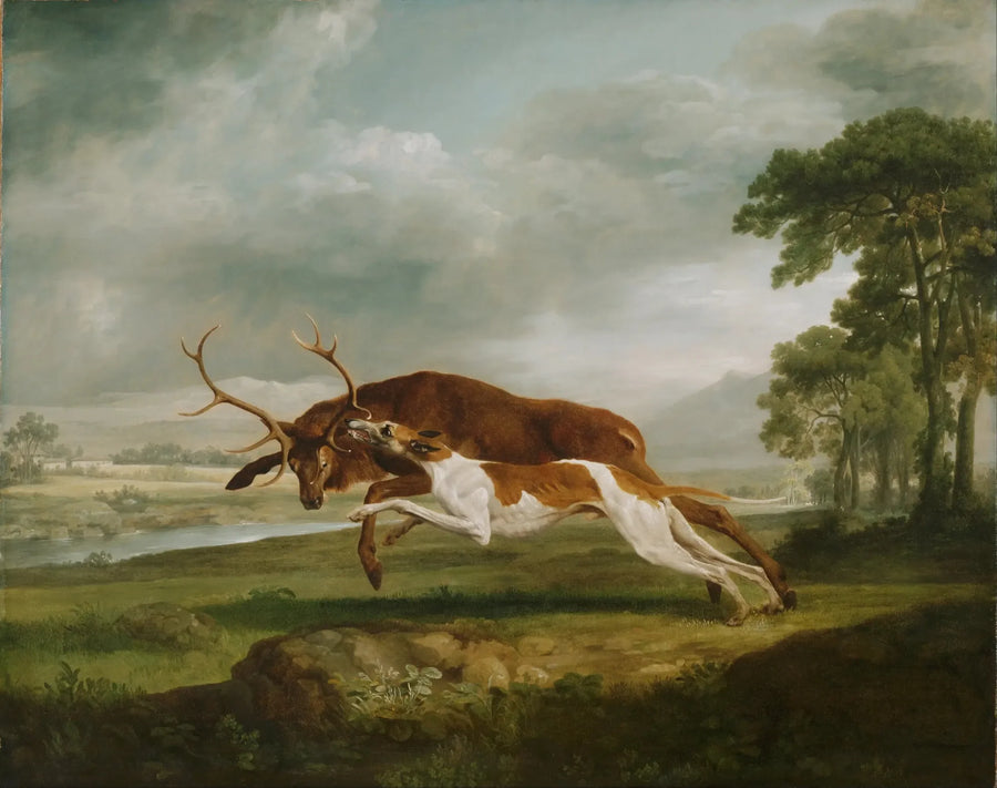 Hund läuft einem Hirsch nach - George Stubbs