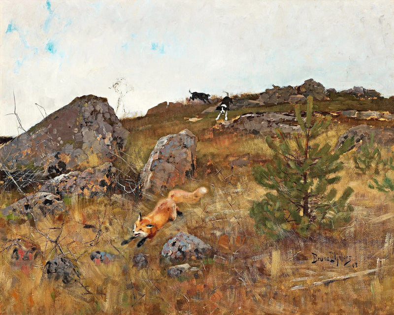 Fuchsjagdhunde im Herbst - Bruno Liljefors