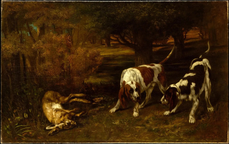Jagdhunde und toter Hase - Gustave Courbet