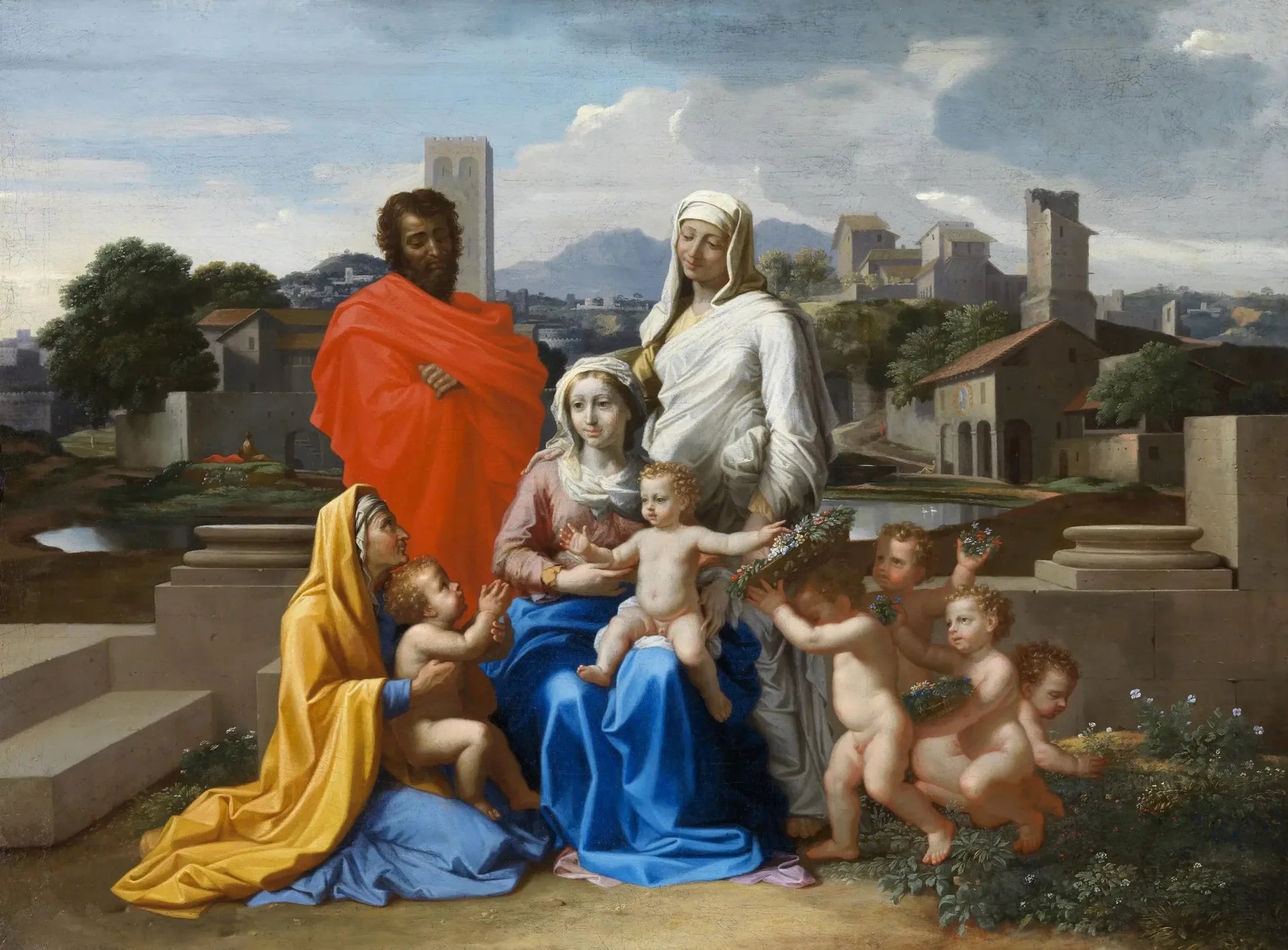 Chiffres de Sainte Famille aux dix - Nicolas Poussin image 1 reproduction artisanale de tableau