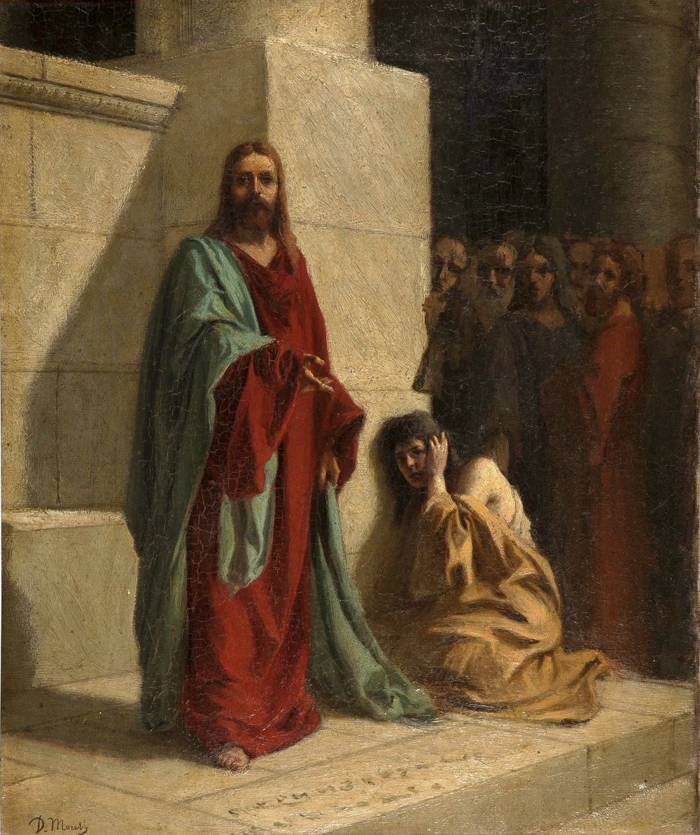 Christ et la femme adulte - Domenico Morelli image 1 tableau peint à l’huile sur toile