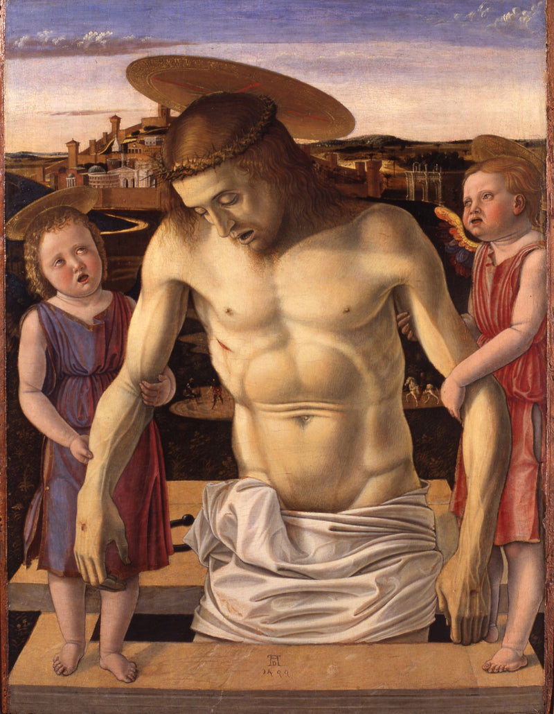 Christus am Kreuz gehalten von zwei Engeln - Giovanni Bellini