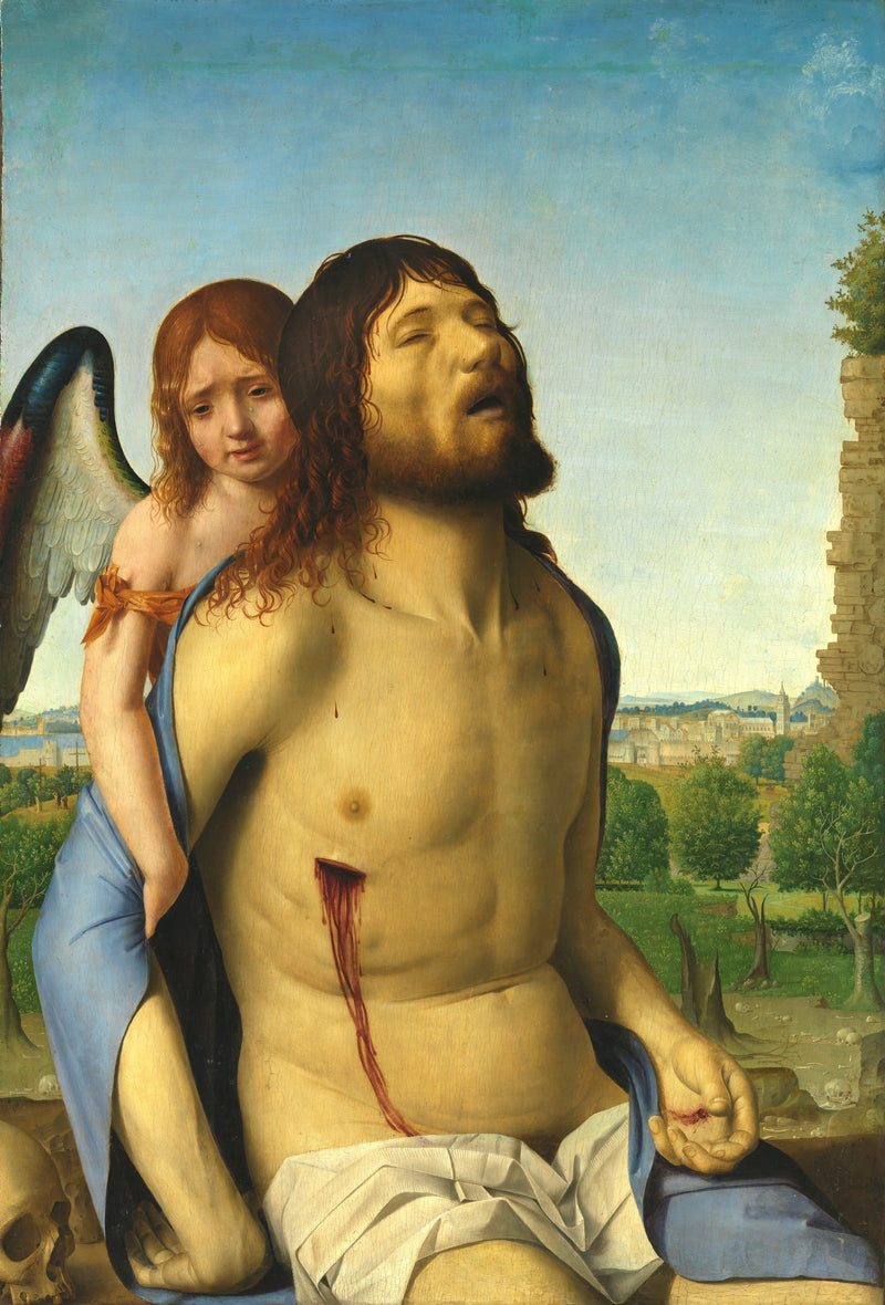 Christus tot, gehalten von einem Engel - Antonello von Messina