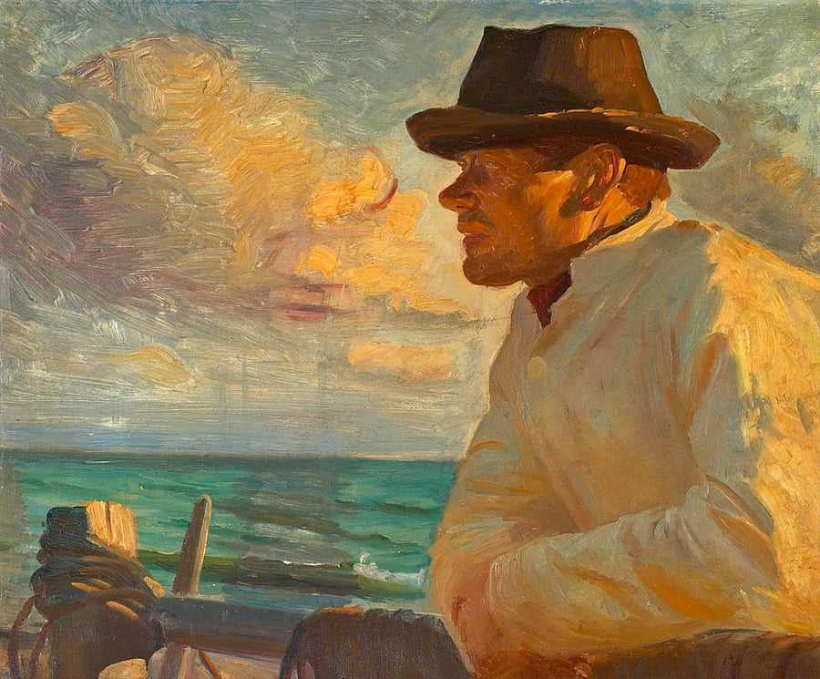 Christoffer in der Sonne, stehend auf der Seemauer. – Michael Peter Ancher