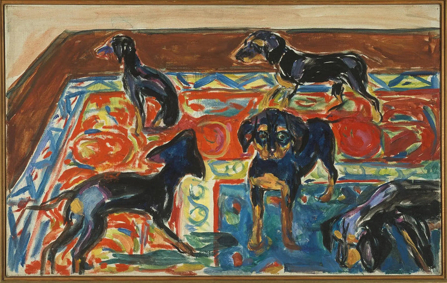 Fünf Welpen auf dem Teppich - Edvard Munch