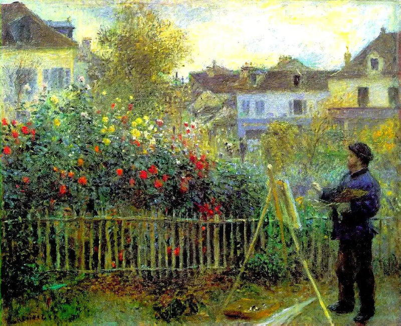 Claude Monet malt in seinem Garten in Argenteuil - Pierre-Auguste Renoir