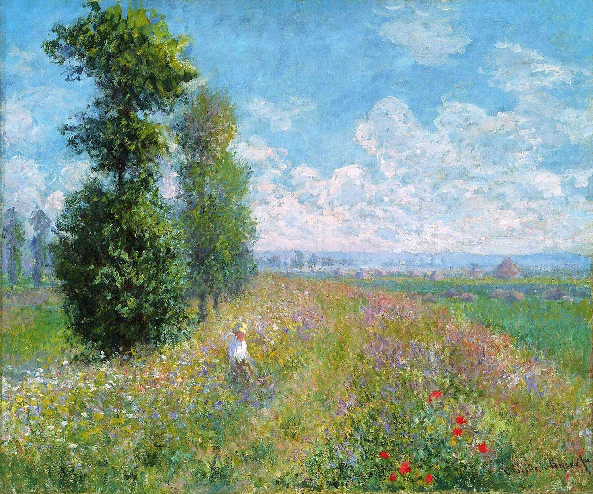 Prairie avec peupliers W378 par Claude Monet, vers 1875, Museum of Fine Arts Boston