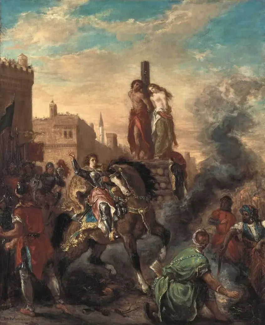 Clorinda sauve Olindo et Sophronia - Eugène Delacroix image 1 copie de tableau peinte à la main