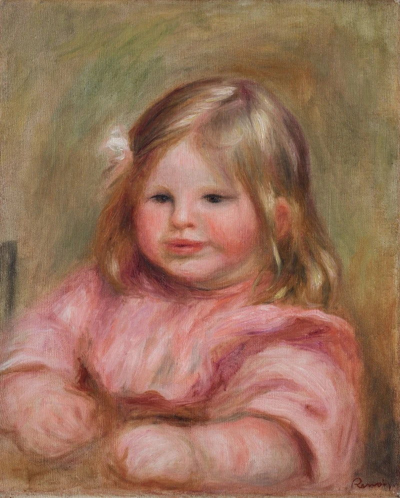 Coco vor einem rosa Hintergrund - Pierre-Auguste Renoir