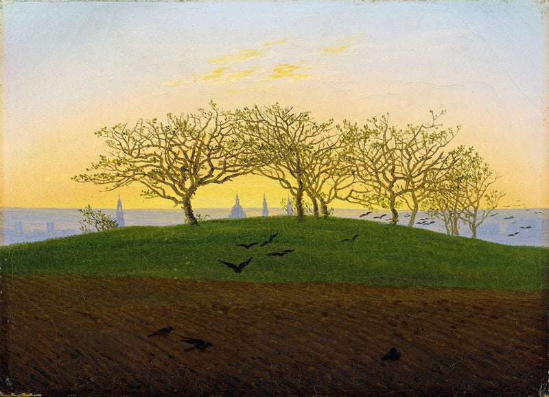 Hügel mit bearbeitetem Feld bei Dresden - Caspar David Friedrich