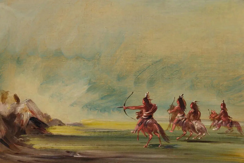 Comanche gibt Pfeile an Medicine Rock - George Catlin