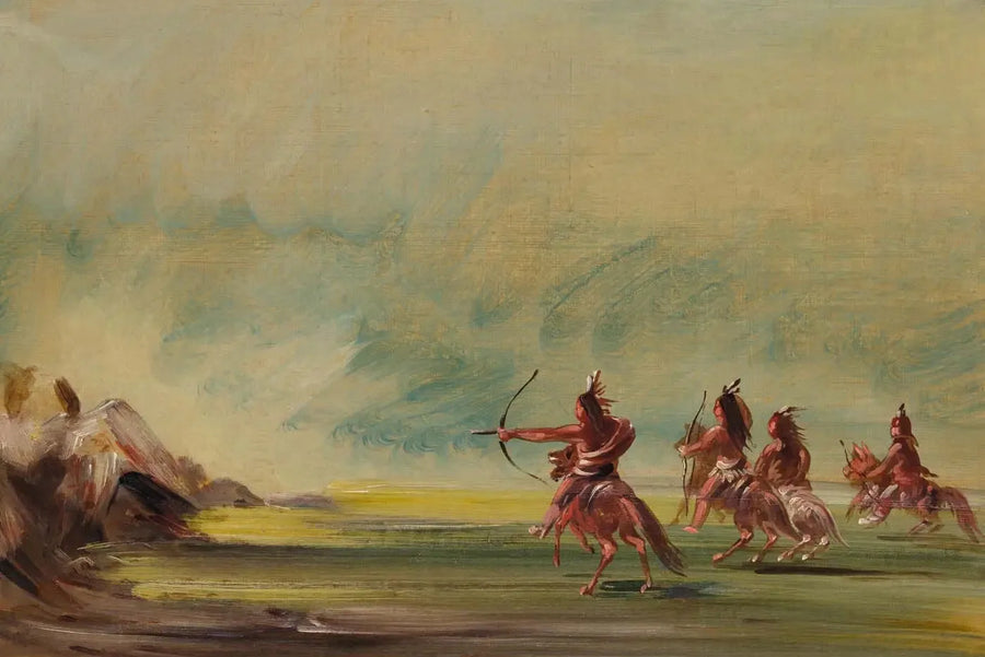 Comanche gibt Pfeile an Medicine Rock - George Catlin