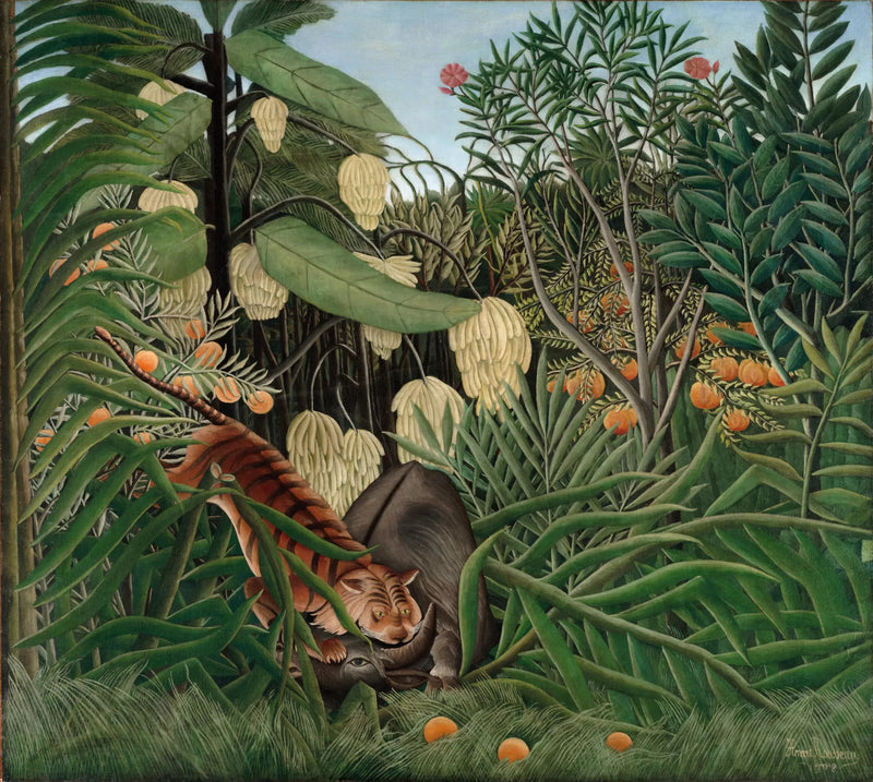 Kampf zwischen Tiger und Büffel - Henri Rousseau