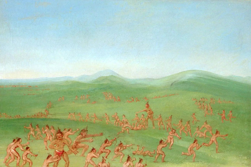 Combat simulé, Mandan Boys - George Catlin image 1 copie peinte à la main à l’huile